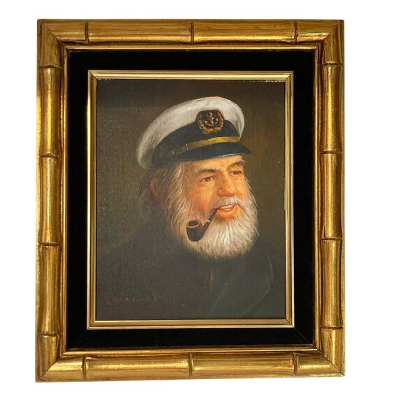 Vtg Lee Young Sea Captain Framed Oil Painting Canvas Beautiful Signed Nautical - Picture 1 of 16